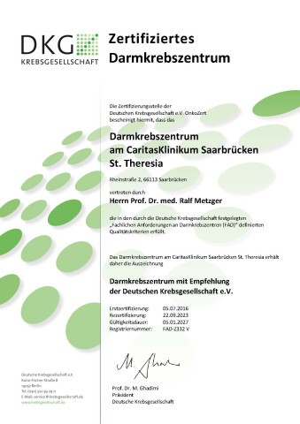 Zertifikat Darmkrebszentrum