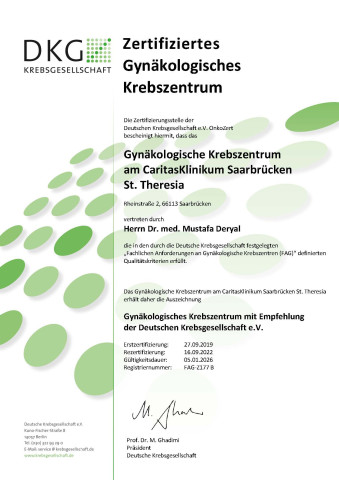 Zertifikat Gynäkologisches Krebszentrum