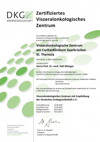 Zertifikat Viszeralonkologisches Zentrum