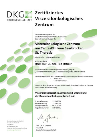 Zertifikat Viszeralonkologisches Zentrum